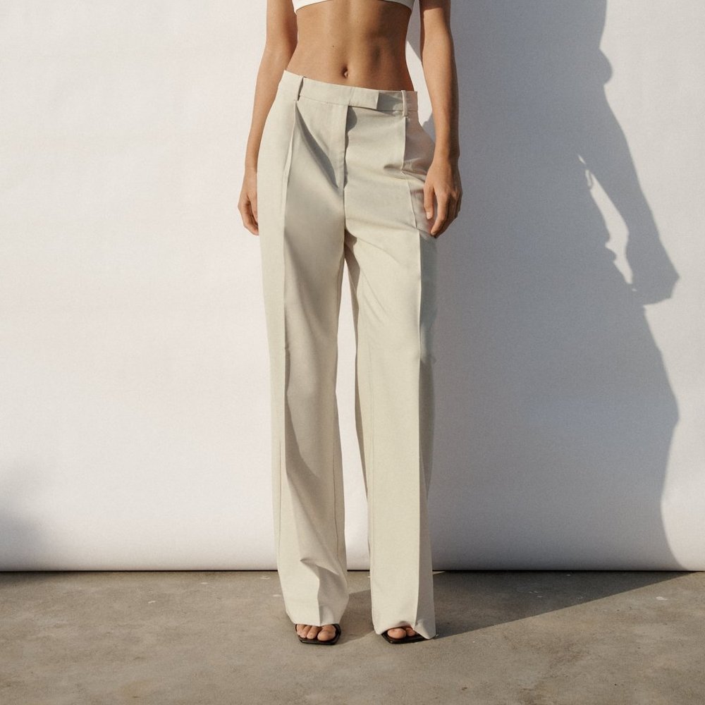 Zara Wide Leg Pants (Oyster) XS NWT